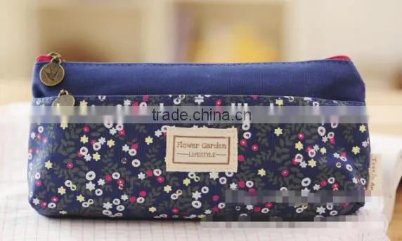 Promotion two zippers fresh pencil case made in china
