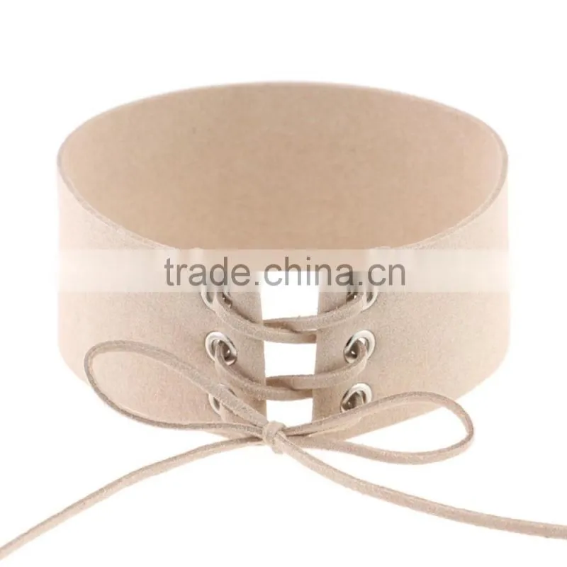 Woman man Punk Sexy Leather Wrap Choker Collar Leather Wrap