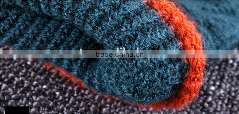 Hotsale Premium Woolen Yarn Knitted Contrast Color Touch Screen Gloves For Boys