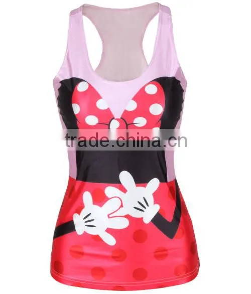 Hot girls cute cartoon 3D printed tank tops/singlets wholesale in China