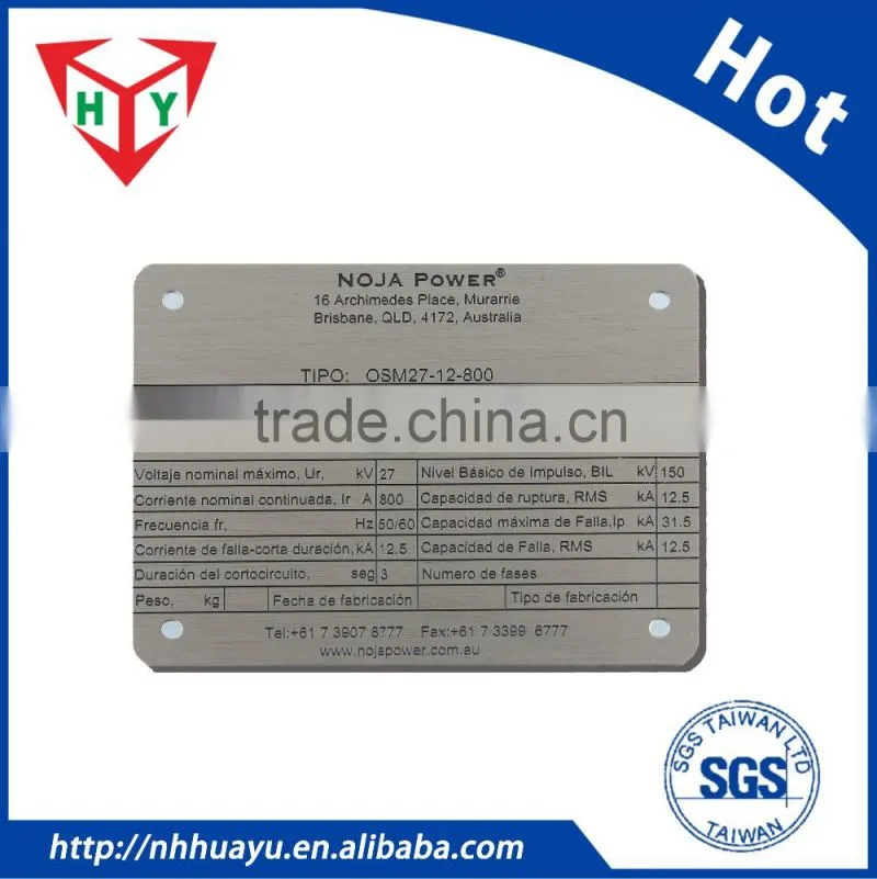 metal logo tag for appliances, furniture, equipment, cabinets, automobile, computer