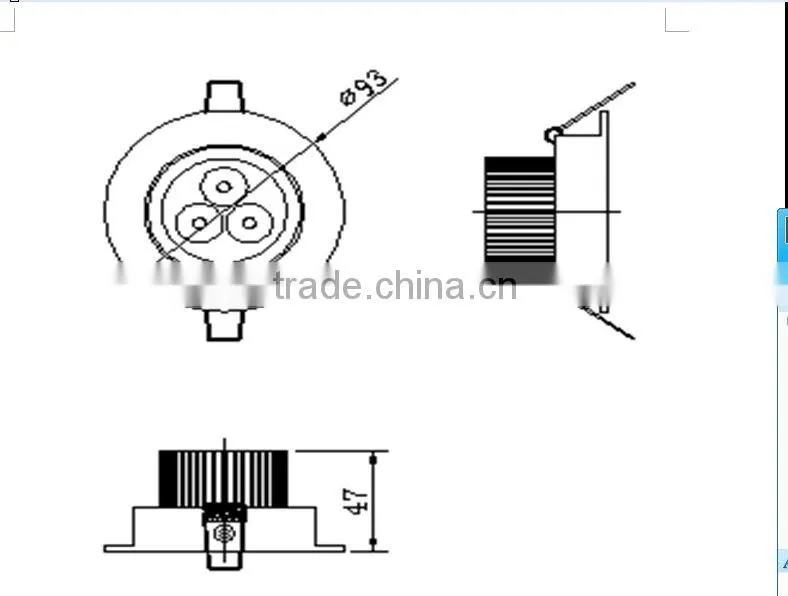 3W White paint high power led ceiling light