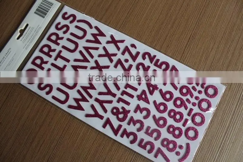 factory manufacture alphabet letter decorative glitter chipboard sticker