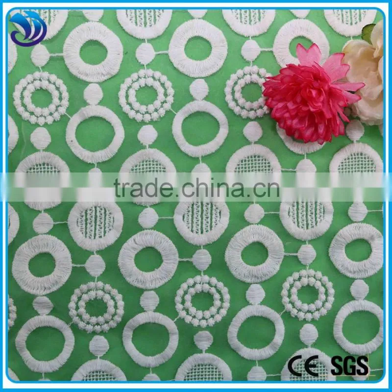 circle Design 100%cotton yarn embroidery lace fabric for garment