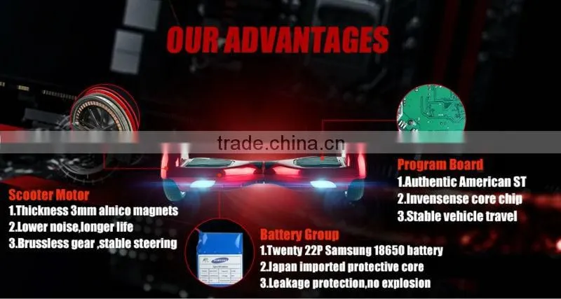 2016 China Factory Price Wholesale OEM skateboard CE FCC UL2272 msds un38.3 6.5 Inch 2 wheels scooter