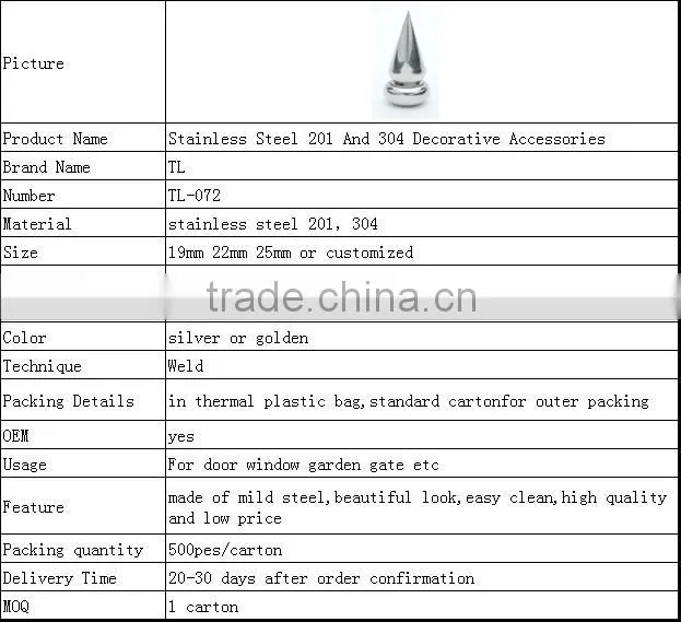 Stainless Steel Accessories arrow with the base