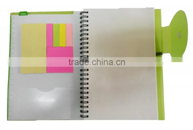 Mini sprial pocket note book with colorful sticky notes