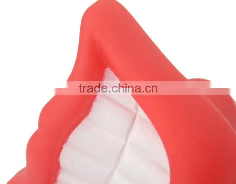Pet chew trainning teeth shape toys smile red toy plastic teeth for dog playing toys pet vinyl toy dog teeth toy
