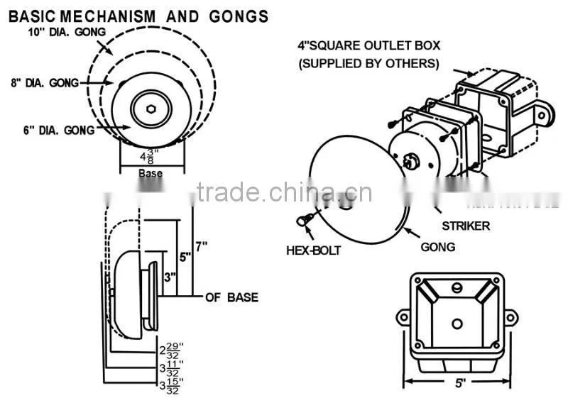 Fire alarm bell compatible with GST control panel