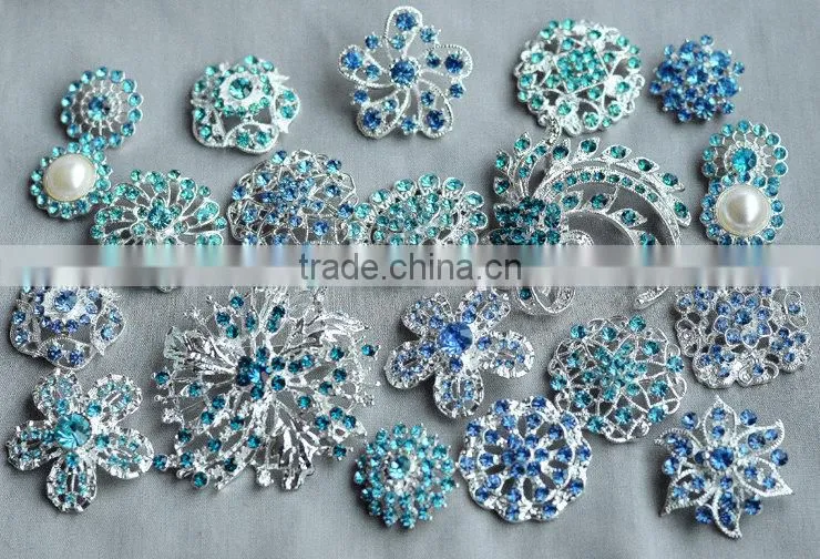 Rhinestone Button Brooch Embellishment Pearl Crystal Wedding Brooch Bouquet Cake Hair Comb Clip Large Assorted Decoration