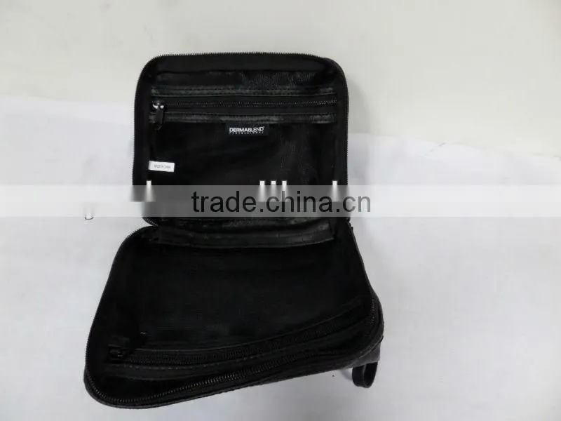 black pu cosmetic bag with handle