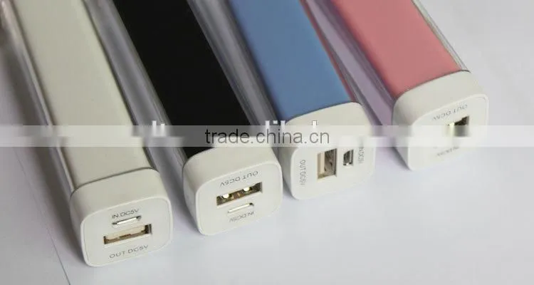 2014 popular mini mobile power bank 2600 mA colorful lipstick mobile power charger
