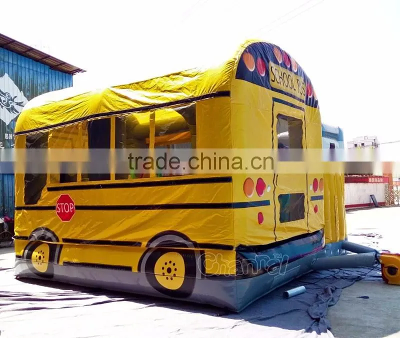 channal original design inflatable school bus bouncer combo