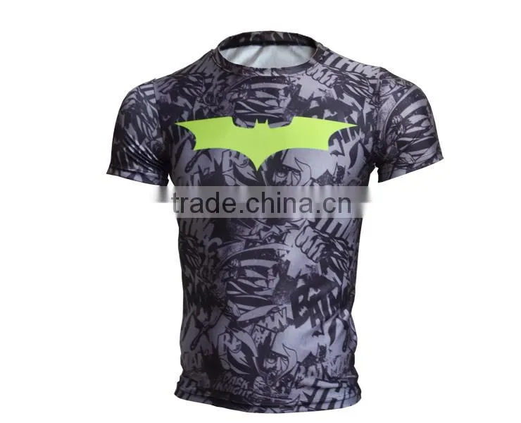 Marvel Men's Bat-man Pattern Tights Shirt Compression Fitness 3d Printed T Shirt Superhero Quick Dry Male Tops Brand Clothing