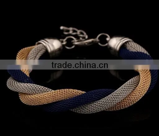 Gold Bangle Stainless Steel Twisted Cable Womens Bracelet Cuff Open End