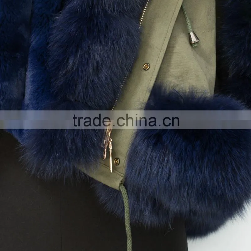 Made in China fashionable military parka jacket with real fox fur hood trim