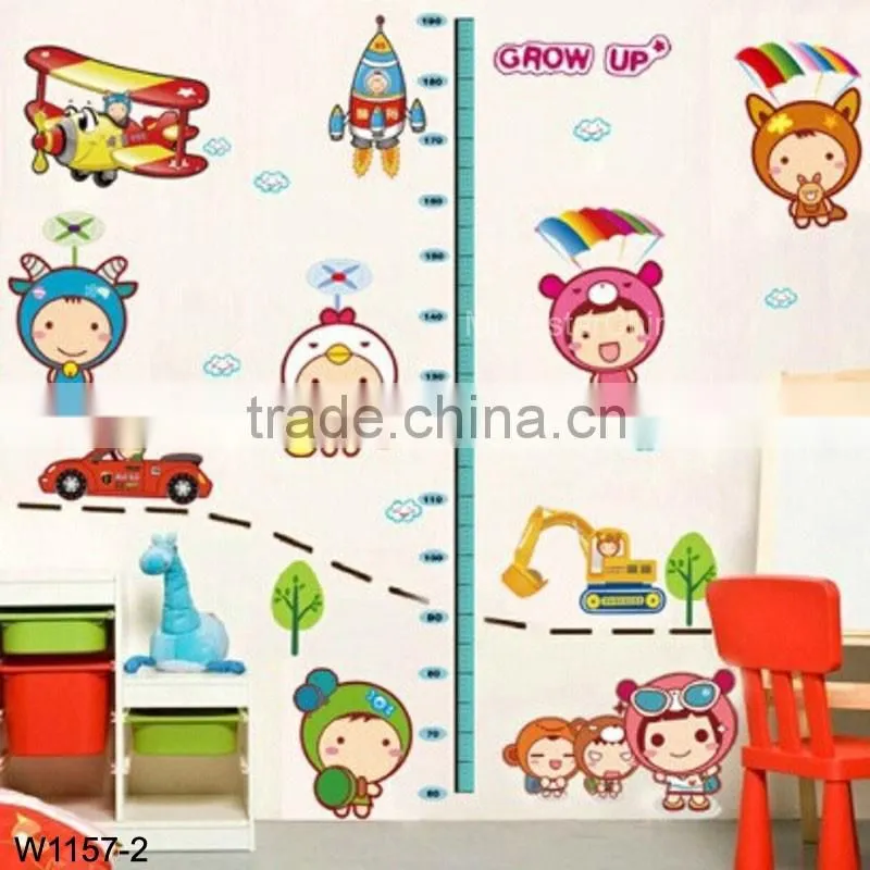 Cute cartoon characters Kids height measuring Wall Stickers Boy Girl Growth Chart