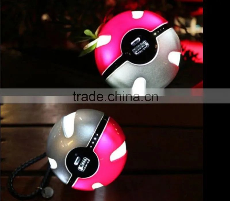 Factory wholesale pokemon poke ball power bank 10000mah with led charge indicator