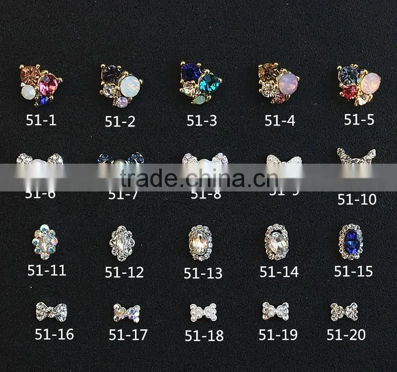 opaque stone pearl bow design fantasy nail jewelry
