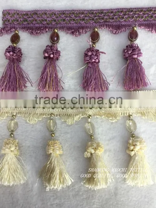 new design wholesale curtain fringe with crystal for home textile accessory