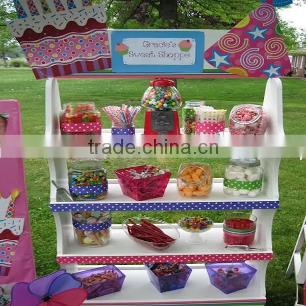 wood sweets and candy display stand