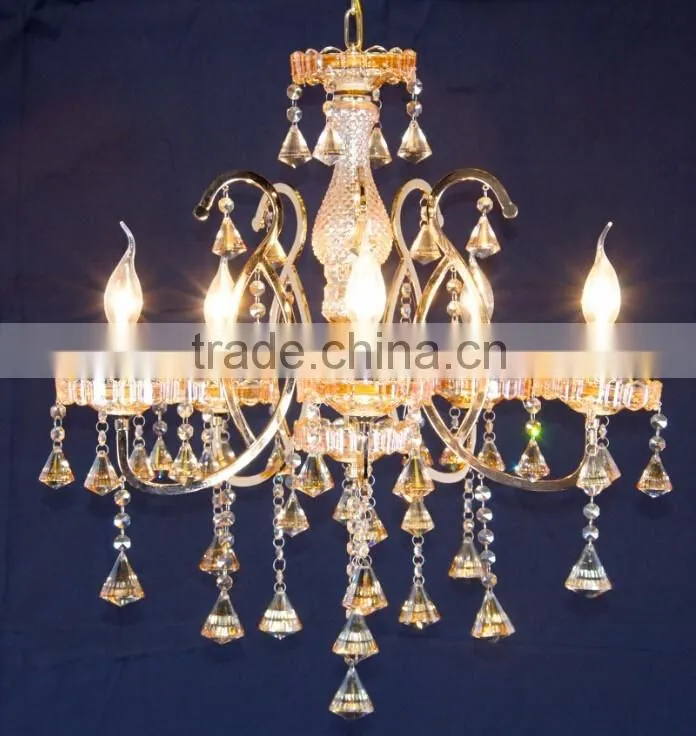 WD-1845-3/5/8 LED Hot Sale Cone K9 Crystal Gold Iron Hanging Light