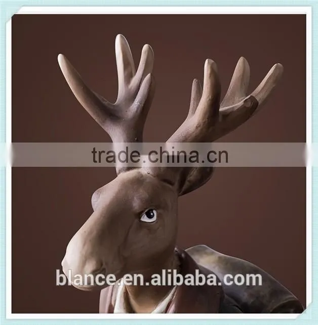 resin gentleman deer figrine gentleman deer sculpture