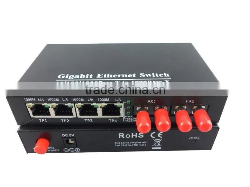 Gigabit Ethernet ST 10/100/1000M fiber optic media converter,4 port fiber optic media converter ,ftth optical receiver