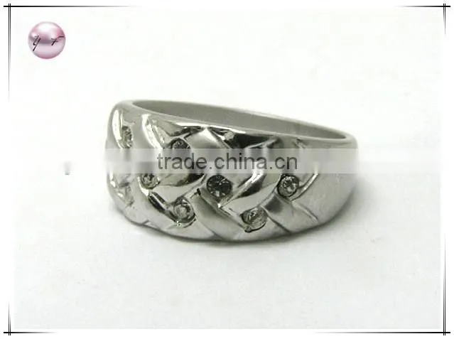 Crystal andmesh pattern metal ring