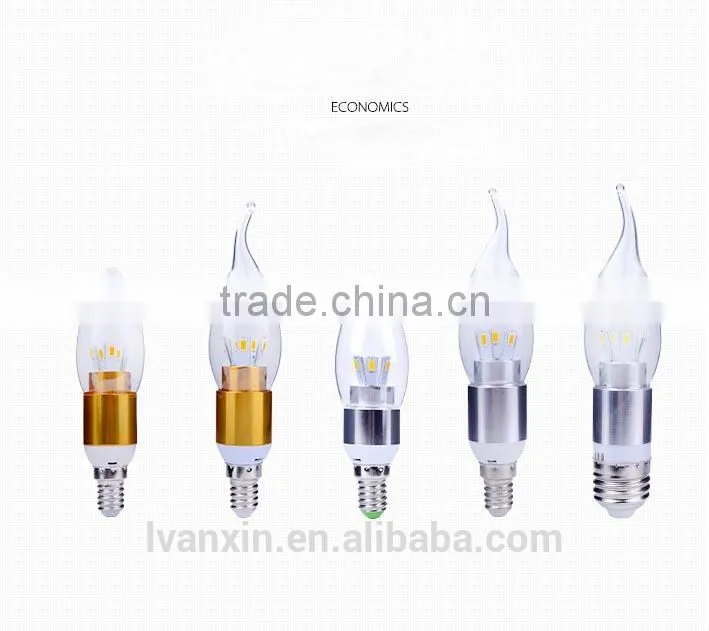 aluminum lamp body e14 led candle bulb 85-265v for decorativing use