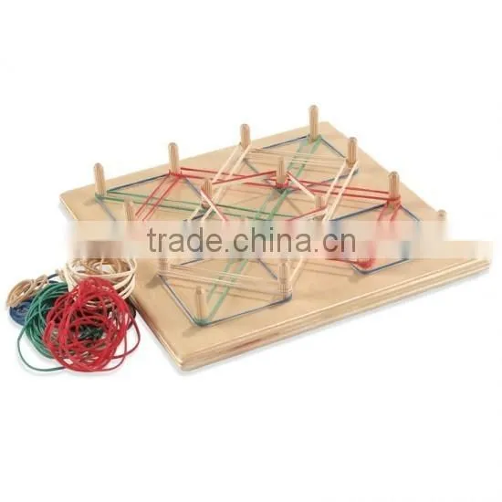 Montessori wooden sensory toys for geo board with rubber string
