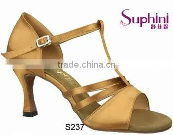 Flesh satin professional and comfortable women standard latin dance shoes