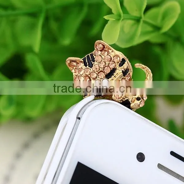 rhinestone dust plug luxurious cat earphone dust plug ,promotion gift - A56
