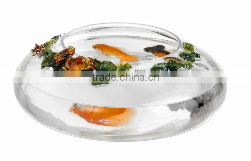 RORO enamel crystal glass fish tank fashion design clear glass and metal fish tank hot selling