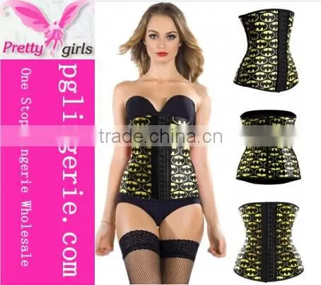 Butterfly pattern latex rubber waist training made printed latex corset