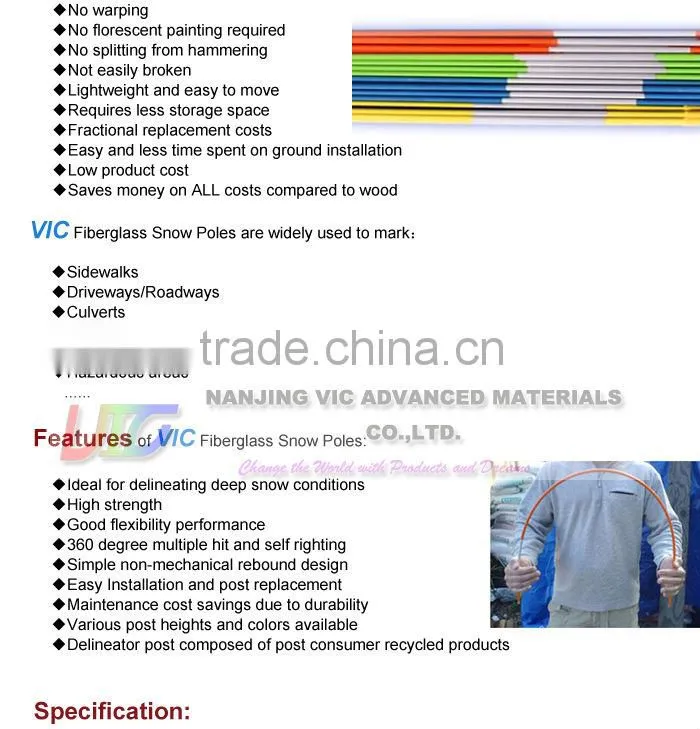 Supply Fiberglass Driveway Marker,High Strength FRP Driveway Marker,Flexible,Colorful,UV Resistant,Made In China