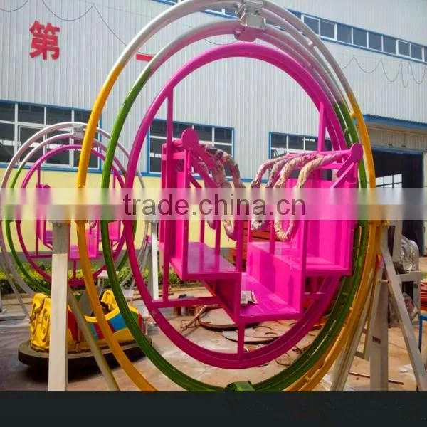 Thrilling amusement park equipment human gyroscope three dimensional space ring rides