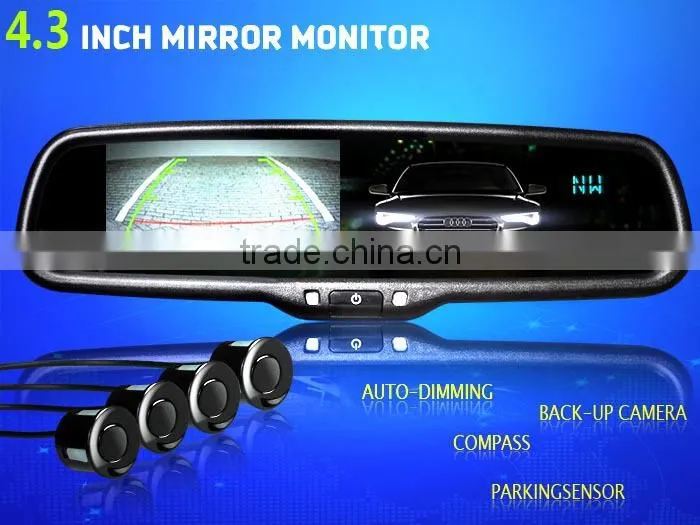 latest 4.3" multi-function car rearview mirror/car anti-glare interior mirror/auto dimming rearview mirror