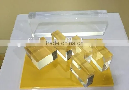 solid clear acrylic cube block