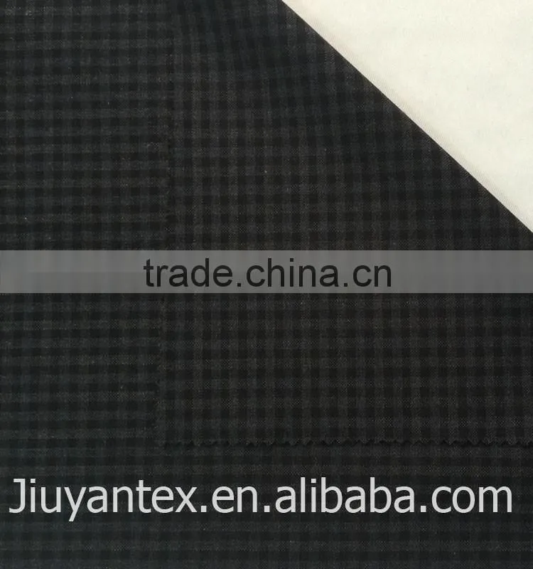 JY-1614 hot sale plain weave small checks design printed t82 r18 suiting fabric China supplier Jiuyan OEKO-TEX Standard 100
