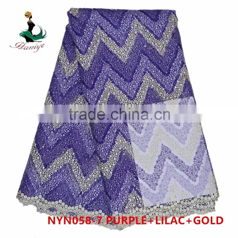 Haniye 2016 new design african french lace fabric with flower embroidery tulle lace fabric/NYN58