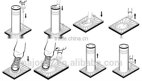 retractable bollard, semi-automatic bollard, pneumatic bollard