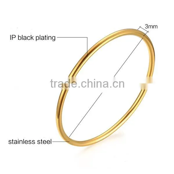 Fashion Simple 3mm Smooth Stainless Steel Bracelet