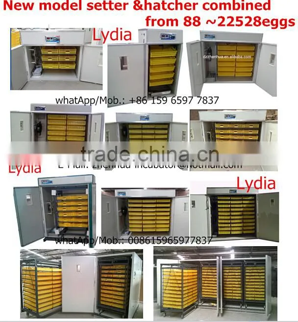 new type 352 chicken incubator with CE,setter&hatcher combined egg incubator from lydia