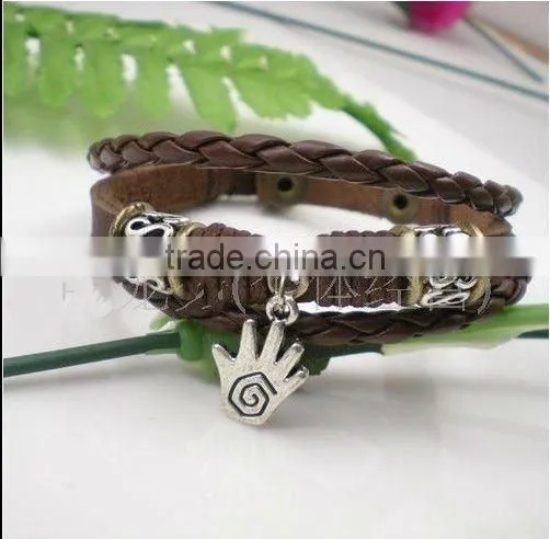 stylish braided genuine leather bracelets for students retro design