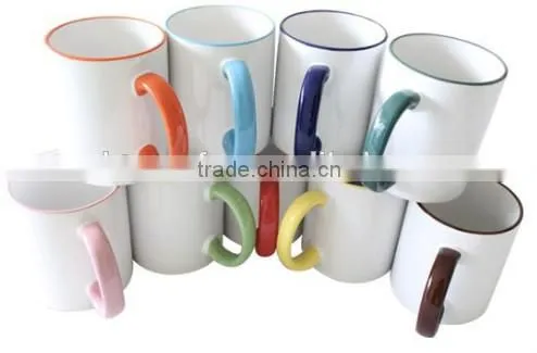 2015 High Quality Sublimation White Plain 11oz Ceramic Inner Color Mug