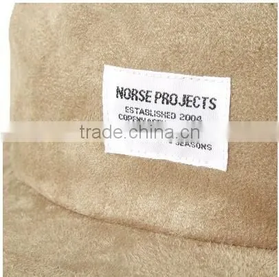 brown khaki colour suede 5 panel custom cap custom woven lable camp blank full suede 5 panel cap