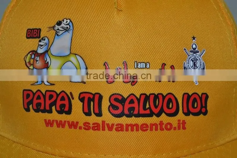 Guangzhou professional custom 100% polyester fibre yellow hat factory Famous auto brand baseball cap