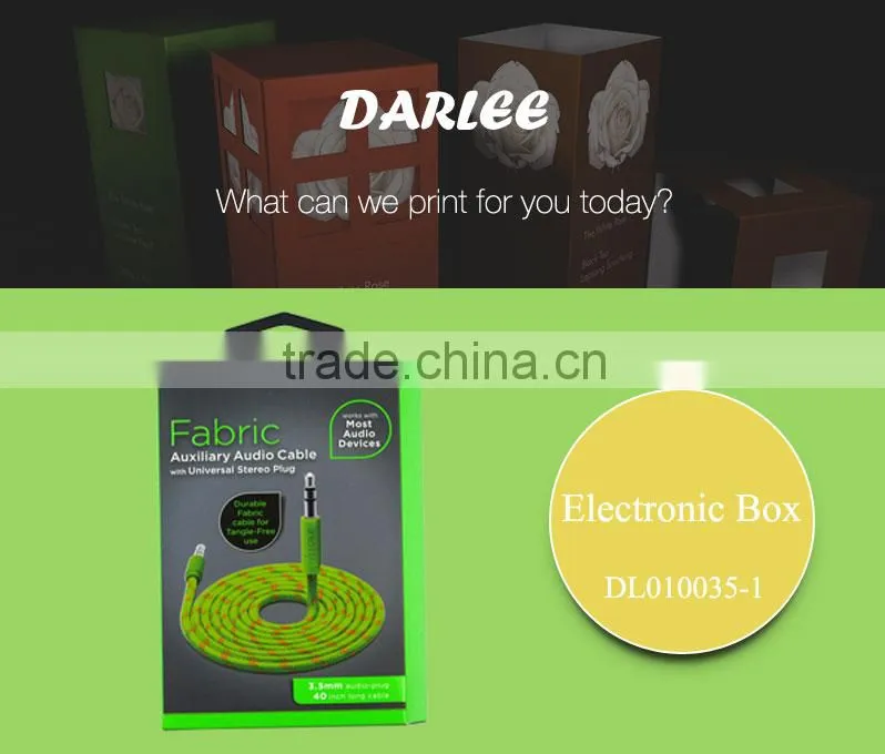 Unique design embossed UV custom logo special shape recyclable hdmi cable paper packing boxes