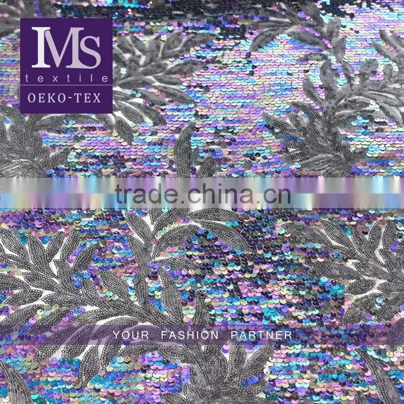 Wholesale New Arrival shiny colors textile sequin stock fabric for evening dress